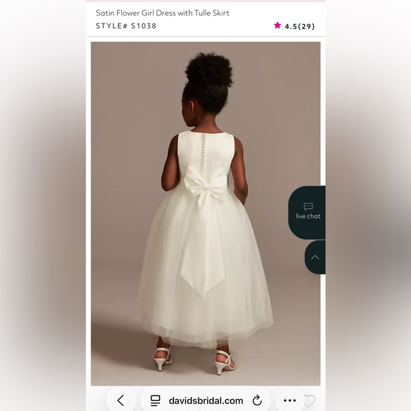 David’s Bridal Satin Flower Girl Dress with Tulle Skirt. Size 3T. Style# S1038 - Picture 11 of 13